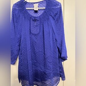 XL Jaclyn Smith Royal Blue/Purple ? 3/4 sleeve dotted swiss design.